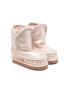 Mou Kids Eskimo metallic shearling-lined boots - Rose