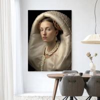 Urban Cotton Wandkleed 'Queen Of Pearls' 80 x 110cm in Frame - black