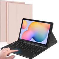 Voor Samsung Galaxy Tab S6 Lite 2020/2022/2024 Bluetooth-toetsenbord met touchpad, PU lederen hoes met penhouder - roze - thumbnail