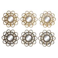 Set spiegels DKD Home Decor Scandi Kristal Zwart Gouden Polypropyleen (25 x 2 x 25 cm) (2 Stuks)