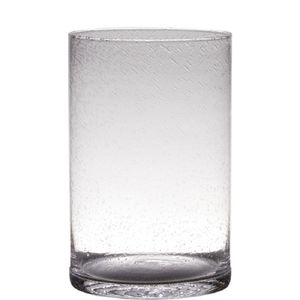 Transparante home-basics cylinder vorm vaas/vazen van bubbel glas 30 x 19 cm   -