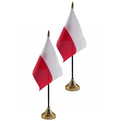 Polen tafelvlaggetjes - 2x stuks - 10 x 15 cm - met gouden standaard - H27 cm - versiering