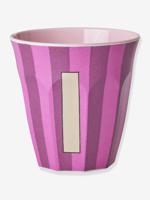 Gestreepte melamine mok LETTER I rice, medium 250 ml meerkleurig