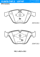 Remblokkenset, schijfrem ATE Ceramic ATE, u.a. für BMW - thumbnail