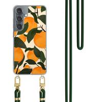 Samsung Galaxy S25 hoesje met groen koord - Orange garden