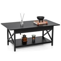 Salontafel Koffietafel met Legplank Woonkamertafel Banktafel voor Woonkamer 110 x 60 x 48 cm (Zwart)