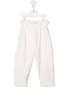 Brunello Cucinelli Kids pantalon à taille haute froncée - Blanc