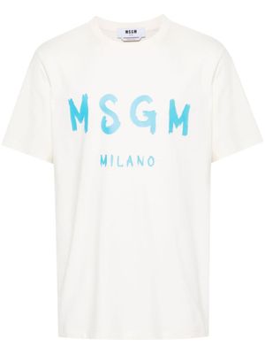 MSGM Katoenen T-shirt met logoprint - Beige