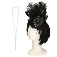 Carnaval verkleed accessoire set - dames hoofdband en parelketting - charleston/jaren 20 stijl - thumbnail