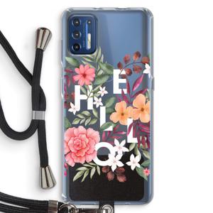 Hello in flowers: Motorola Moto G9 Plus Transparant Hoesje met koord