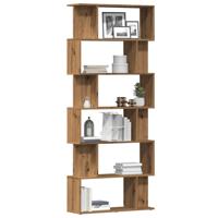 Boekenkast 80x24x192 cm bewerkt hout artisanaal eikenkleur