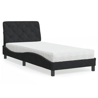 Bed met matras fluweel zwart 90x190 cm