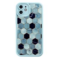 iPhone 12 blauwe case - Blue cubes