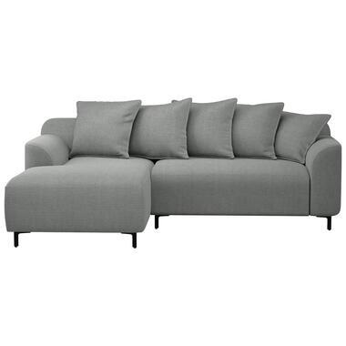 Bank Elsa met chaise longue links - stof Eden - grijs - Leen Bakker