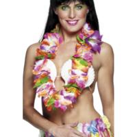 Toppers - Hawaii krans/tropische bloemenslinger gekleurde bloemen   -