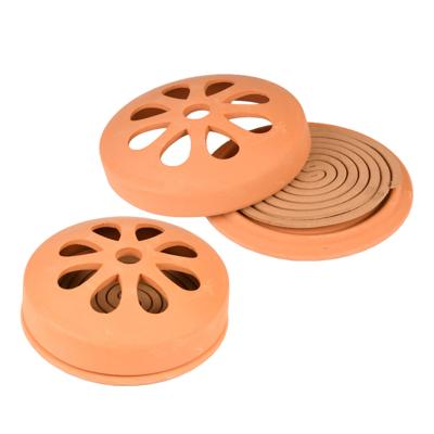 Terracotta houder met citronella spiralen - 2x stuks - D15 cm