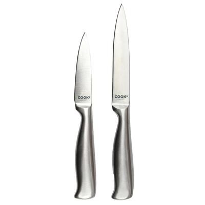 Cook Concept fruitmessen set - 2x - inox - RVS - 8 en 12 cm - koksmes / keukenmes / schilmes