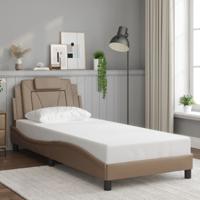 Bedframe met hoofdbord kunstleer cappucinnokleurig 80x200 cm