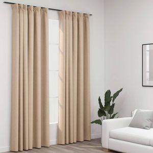 VidaXL Gordijnen linnen-look verduisterend haken 2 st 140x225 cm beige