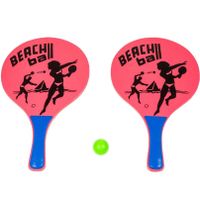 Houten beachball set roze met beachball print - thumbnail