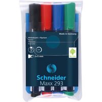 Schneider Schreibgeräte Maxx 293 markeerstift 4 stuk(s) Beitelvormige punt Zwart, Blauw, Groen, Rood - thumbnail