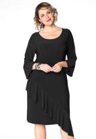 Yoek Jurk met ruches | Zwart | Maat XL