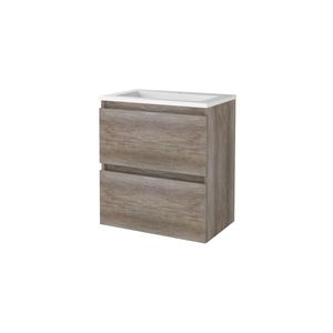 Badmeubelset Aquasplash Salt 60x39 cm Greeploos 2 Lades Met Wastafel Acryl 1 Kraangat Scotch Oak Aquasplash