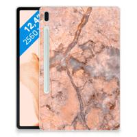 Samsung Galaxy Tab S7FE Tablet Back Cover Marmer Oranje
