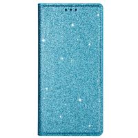 Samsung Galaxy S20 FE hoesje - Bookcase - Pasjeshouder - Portemonnee - Glitter - TPU - Blauw - thumbnail