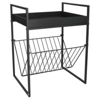 Gerimport Bijzettafeltje met lectuurbak - metaal - zwart - 36 x 29 x 47 cm - tijdschriftenhouder Gerimport Bijzettafeltje met lectuurbak - metaal - zwart - 36 x 29 x 47 cm - tijdschriftenhouder