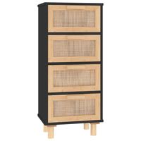 vidaXL Dressoir 40x30x90 cm massief grenen hout en rattan zwart