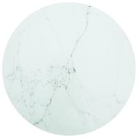 Tafelblad Ø70x0,8 cm gehard glas met marmeren design wit