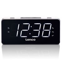 PLL FM Wekkerradio groot en overzichtelijk 1,8"" LED display Lenco CR-18 White Wit - thumbnail