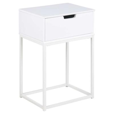 2e Halve Prijs Leen Bakker - Nachtkastje Mita - 1 Lade - MDF - Wit - 30x40x61.5 Cm