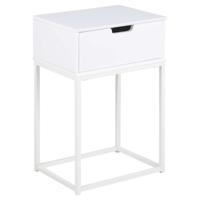 2e Halve Prijs Leen Bakker - Nachtkastje Mita - 1 Lade - MDF - Wit - 30x40x61.5 Cm