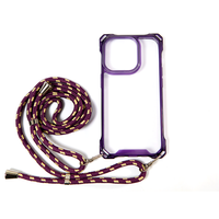 iPhone 14 hoesje - Backcover - Koord - Extra valbescherming - TPU - Paars