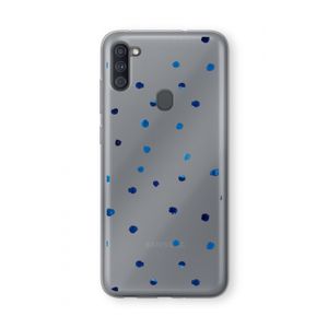 Blauwe stippen: Samsung Galaxy A11 Transparant Hoesje