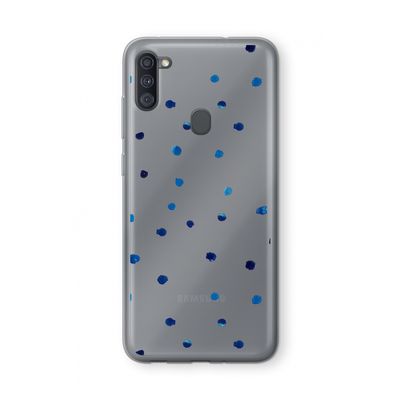 Blauwe stippen: Samsung Galaxy A11 Transparant Hoesje