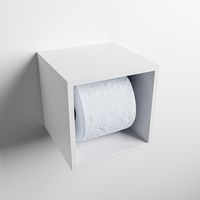 MONDIAZ Easy Toiletrolhouder CUBE 160 solid surface  16x16cm kleur Talc. Geschikt voor op en inbouw.