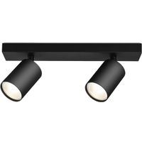 LED Plafondspot - Brinton Betin - GU10 Fitting - 2-lichts - Rond - Mat Zwart - Kantelbaar - Aluminium - Philips - - thumbnail