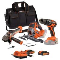 3-gereedschapspakket - DUAL POWER - 20 V - Haakse slijper + boormachine/schroevendraaier + decoupeerzaag - 2 accu's en oplader - Tas