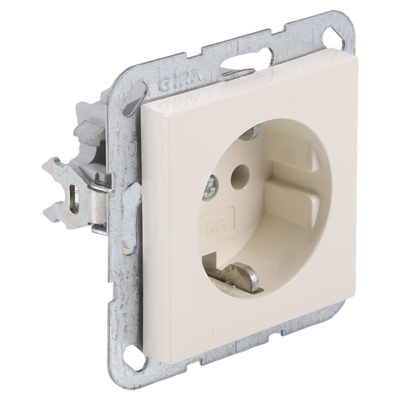 Gira System 55 Contactdoos | Inbouw | 1-voudig Randaarde | Crème - 66.052.42
