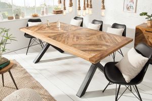 Massieve eettafel INFINITY HOME 160cm naturel zwart mangohout industrieel design X-frame - 39286