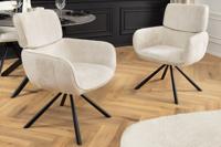 Draaibare Retro Stoel UNIEKE champagne beige chenille metalen poten met armleuning - 46322