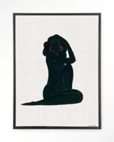 Urban Cotton Wandkleed 'Stillness' 80 x 110cm in Floating Frame - black
