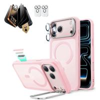 iPhone 17 Pro Bundle Classic Hybrid Magnetic Case (Stash Stand) and Armorite Pro Privacy Screen Protector - Frosted Bubblegum Pink