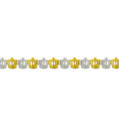 Slinger Kroontjes - 300 cm - goud/zilver - papier - versiering - feestslinger Koningsdag