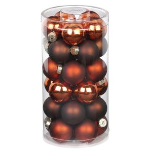 60x stuks kleine glazen kerstballen kastanje bruin 4 cm