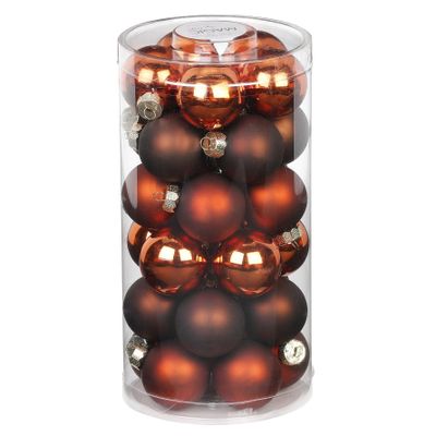 60x stuks kleine glazen kerstballen kastanje bruin 4 cm