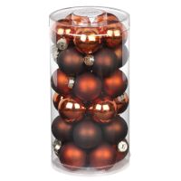 60x stuks kleine glazen kerstballen kastanje bruin 4 cm